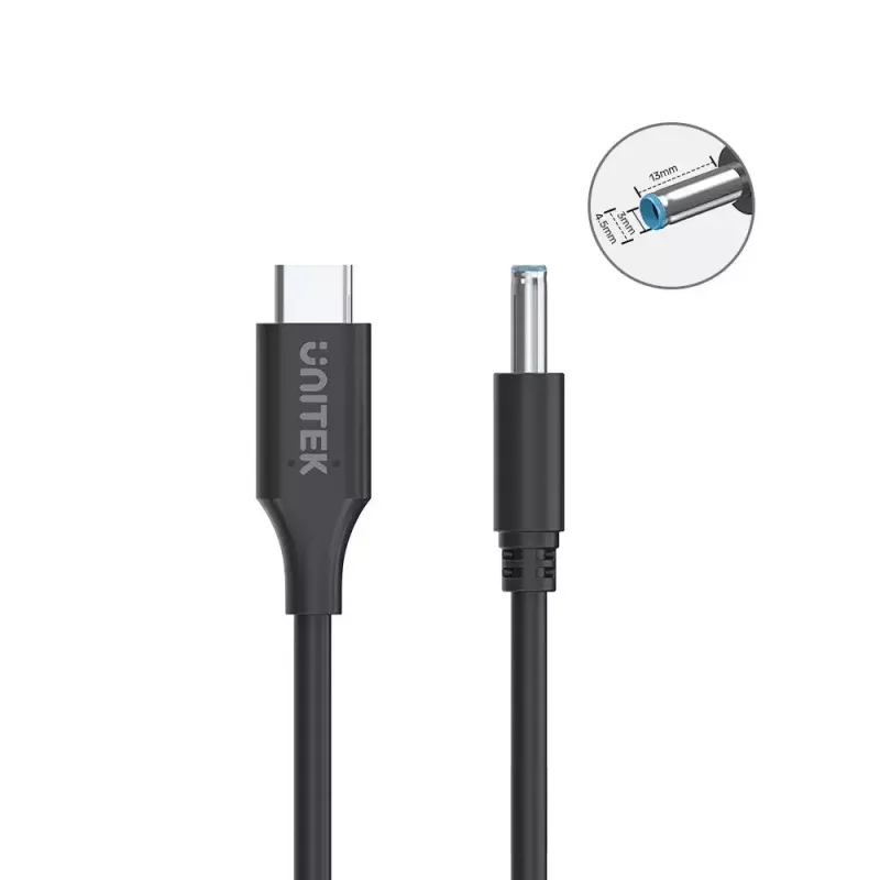 Stroomkabel UNITEK C14117BK-1.8M USB C DC 1,8 m 20 V 3,25 A