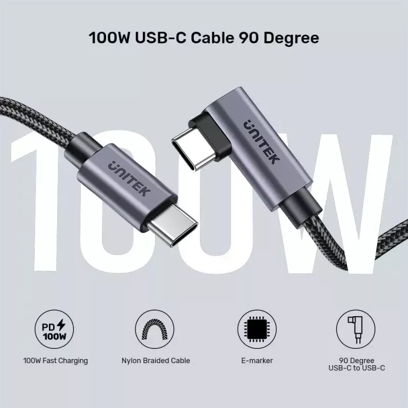 USB-kabel UNITEK C14123BK-1M 1m USB 2.0 zwart grijs