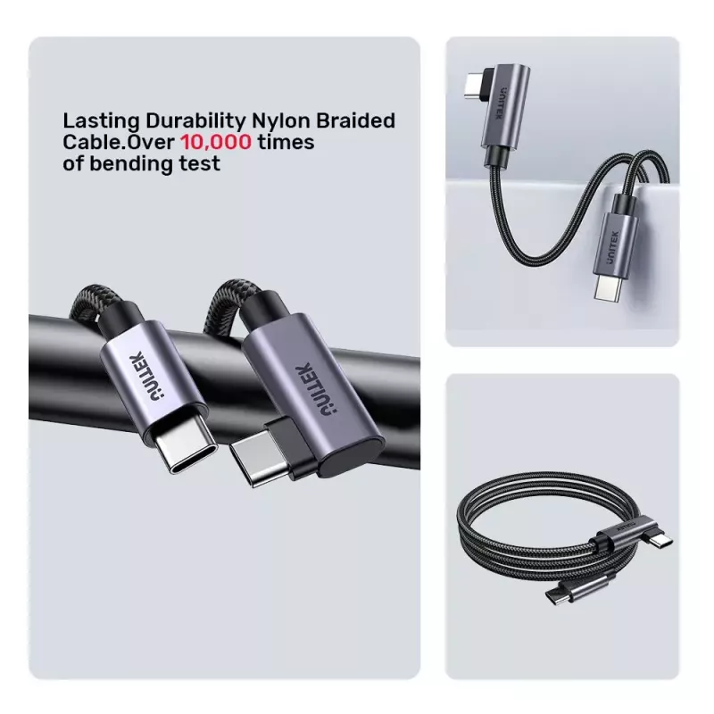 USB-kabel UNITEK C14123BK-3M USB 2.0 USB-C 3m zwart grijs