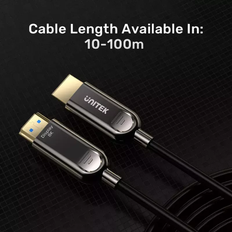 HDMI-kabel UNITEK C11085GY01-60M 60m 2.1 48 Gbit/s zwart