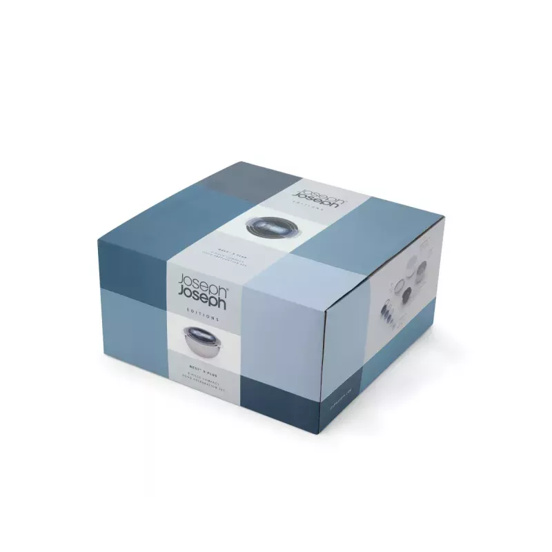 Set Joseph Joseph Nest stapelbaar blauw grijs 4,5 L schaal 1,65 L vergiet