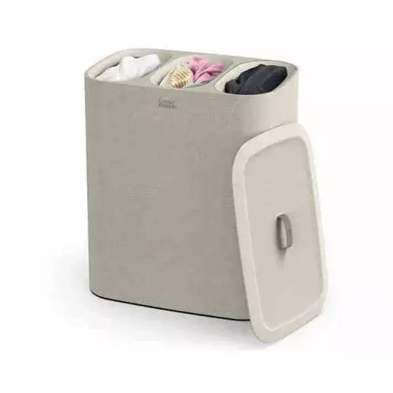 Wasmand joseph joseph Tota Trio 90L — 90 liter inhoud, sorteren met drie vakken, ecru