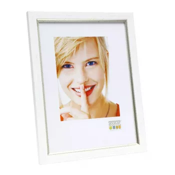 Enkele fotolijst Deknudt S46AF1 zilver wit MDF kunststof 220x320mm