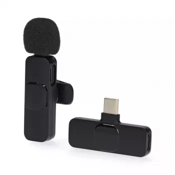 Draadloze oplaadbare USB-C lavalier-microfoon Nedis MICW110BK