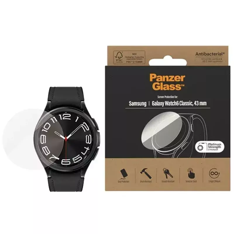 PanzerGlass displaybescherming voor Samsung Galaxy Watch6 43mm AB – gehard glas, model 3685