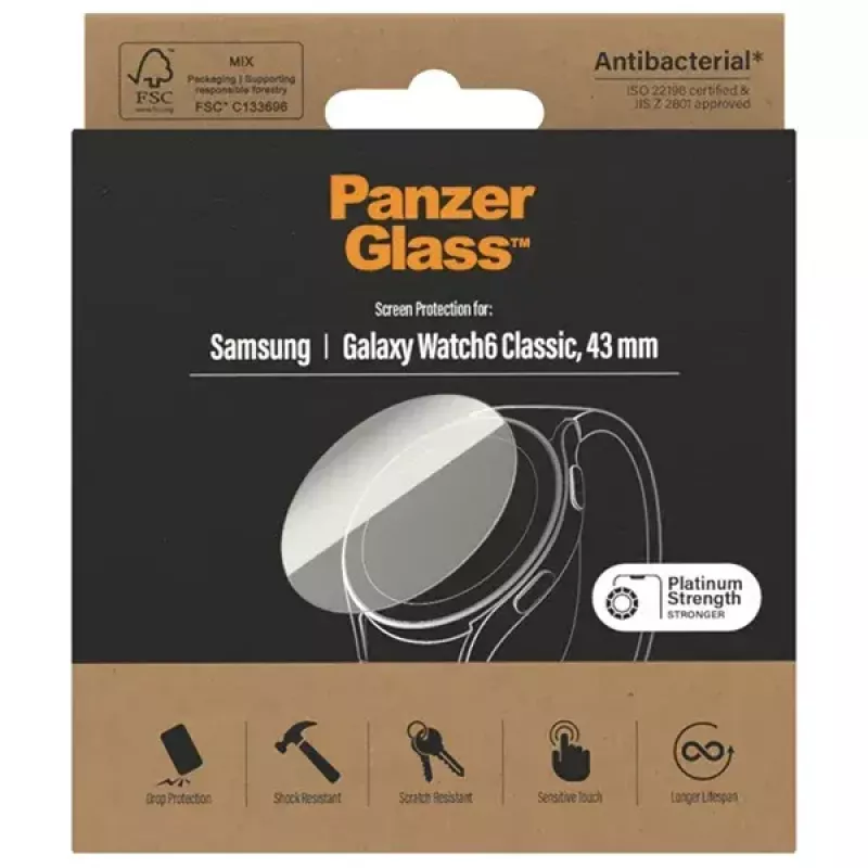 PanzerGlass displaybescherming voor Samsung Galaxy Watch6 43mm AB – gehard glas, model 3685