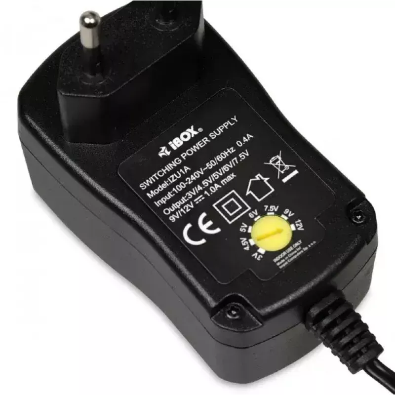 Voeding IBOX IZU1A voor binnen 100–240 V zwart, 75×35×43 mm