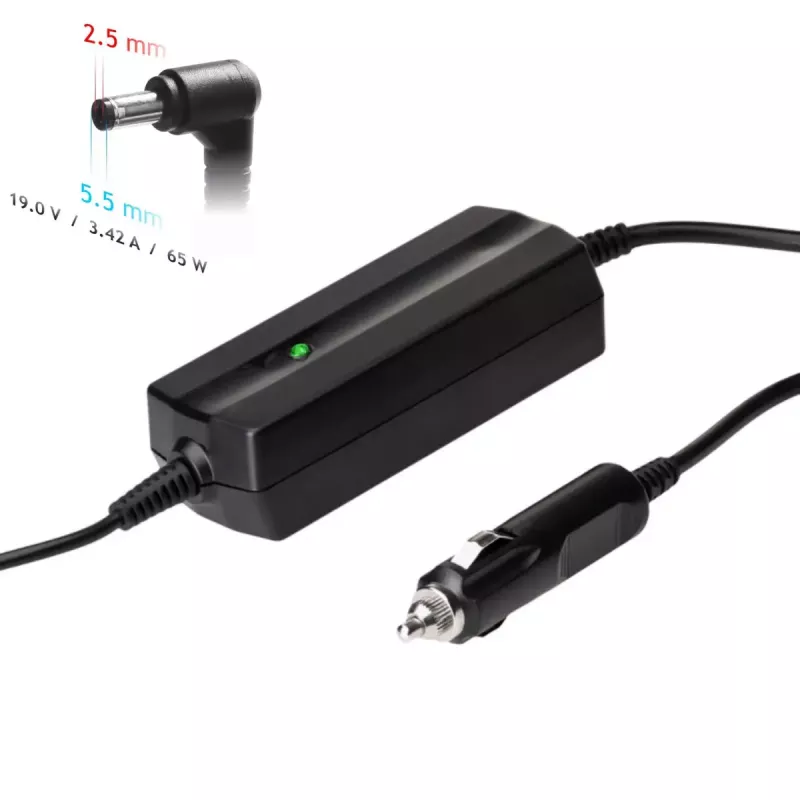 Akyga AK-ND-31 auto notebookvoeding voor Asus / Toshiba, 65 W, 19 V / 3,42 A, 5,5 x 2,5 mm, 12 V ingang