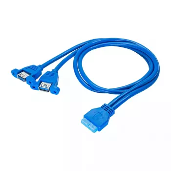 Akyga AK-CA-62 interne USB-3.0-adapterkabel, 19-pins header naar 2 x USB-A bus, 0,65 m