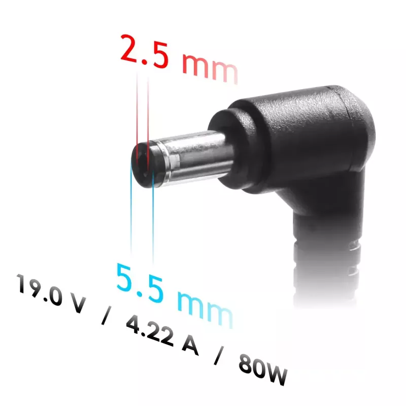 Akyga AK-ND-72 voeding voor Toshiba-laptops en Zebra-printers, 80 W, 19 V, 4,22 A, 5,5 x 2,5 mm