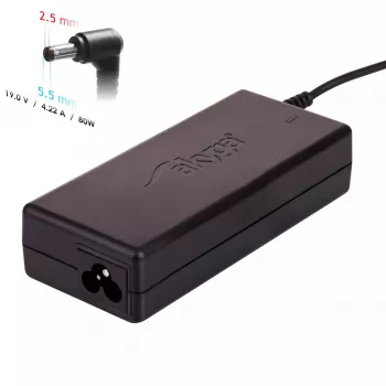 Akyga AK-ND-72 voeding voor Toshiba-laptops en Zebra-printers, 80 W, 19 V, 4,22 A, 5,5 x 2,5 mm