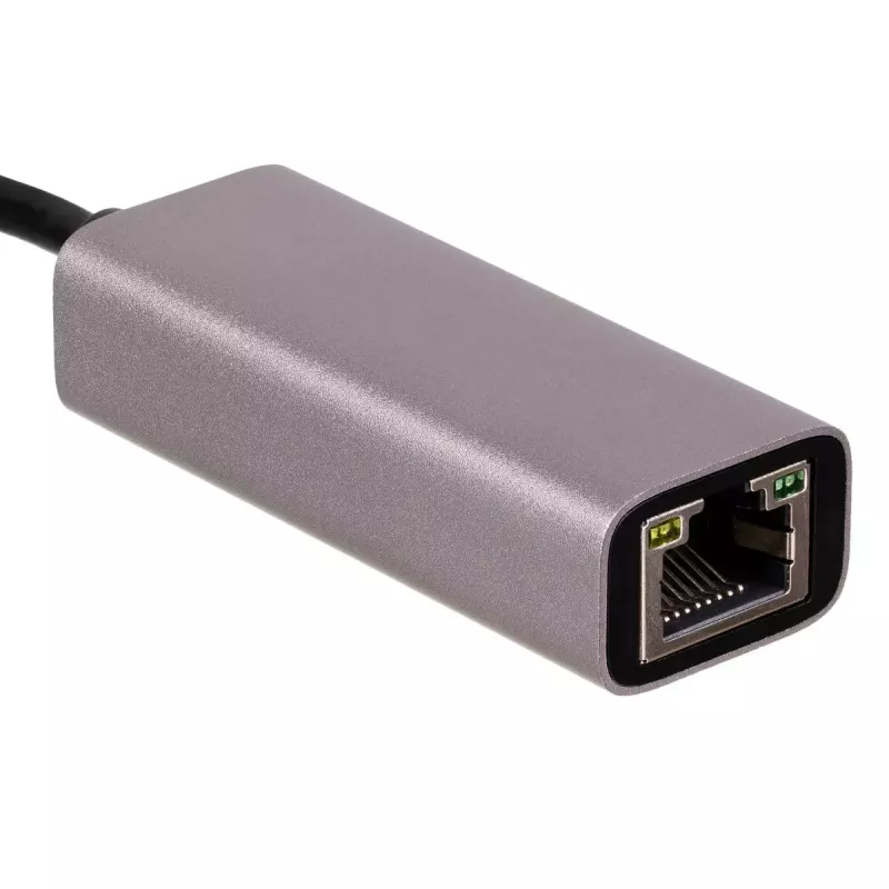 Akyga AK-AD-65 USB-C-naar-Gigabit-Ethernet-adapter, RJ45, 15 cm, zilver