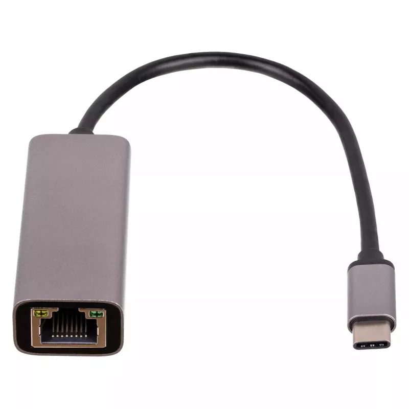 Akyga AK-AD-65 USB-C-naar-Gigabit-Ethernet-adapter, RJ45, 15 cm, zilver