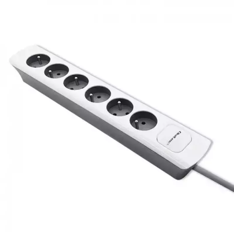 Stroomverdeler Qoltec 50297 1,8 m 6 AC-stopcontacten binnen grijs wit