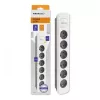 Stroomverdeler Qoltec 50297 1,8 m 6 AC-stopcontacten binnen grijs wit