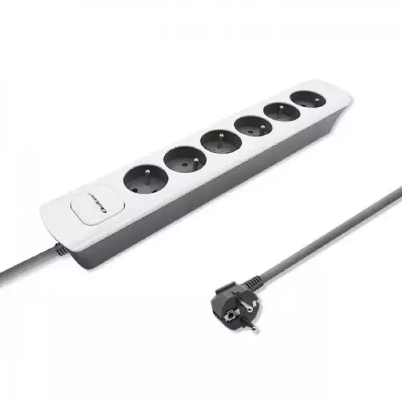 Stroomverdeler Qoltec 50297 1,8 m 6 AC-stopcontacten binnen grijs wit