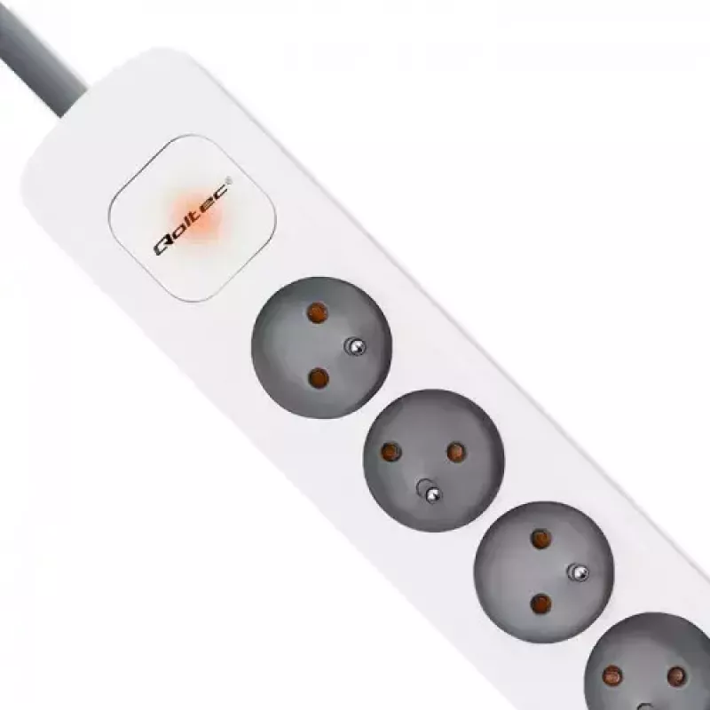 Stroomverdeler Qoltec 50297 1,8 m 6 AC-stopcontacten binnen grijs wit