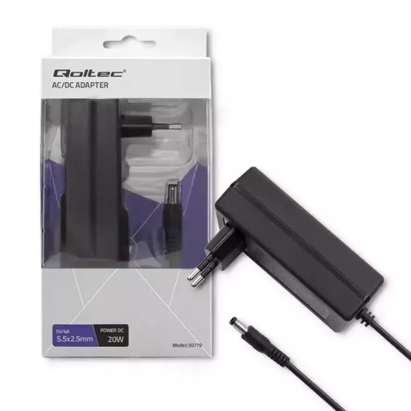 Voeding Qoltec 50779 indoor 20 W zwart