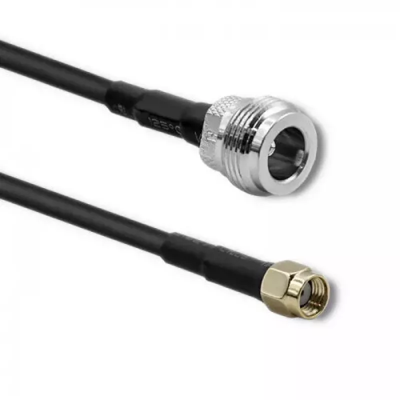 Coaxkabel Qoltec 57028 N-type RP-SMA LMR400 5 m zwart