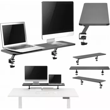 Mozos klem-dual-riser monitorstandaard voor twee monitoren