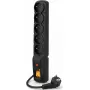 Overspanningsbeveiliging-stekkerdoos Acar F5 — 5 stopcontacten, 1 m kabel, zwart