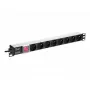 Stroomverdeeleenheid NETRACK 125-19-02, 19 inch 1U, 230 V 16 A, 8 stopcontacten, aluminium
