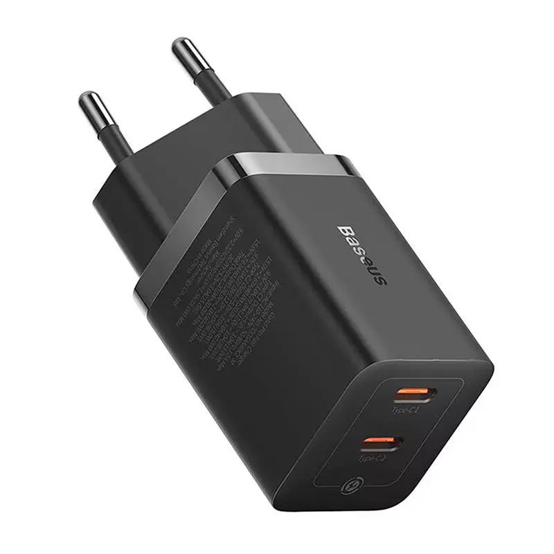 Baseus wandlader GaN5 40 W, 2x USB-C (zwart)