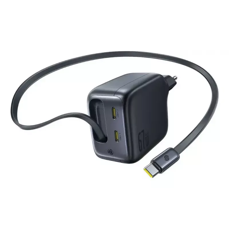 Oplader Baseus EnerCore CJ11 snellader 3C 67W — 3× USB-C, AC-ingang, zwart