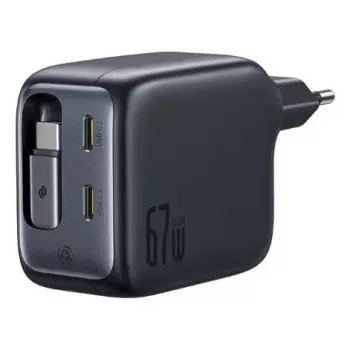 Oplader Baseus EnerCore CJ11 snellader 3C 67W — 3× USB-C, AC-ingang, zwart