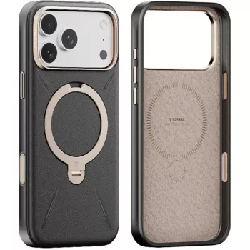 Telefoonhoes Torras Spin Vegskin Series voor iPhone 17 Pro – zwart