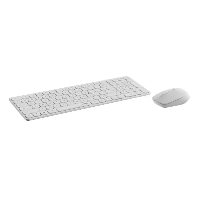 Toetsenbord-muisset RAPOO 9310M — draadloos full-size toetsenbord (RF + Bluetooth), wit, inclusief muis