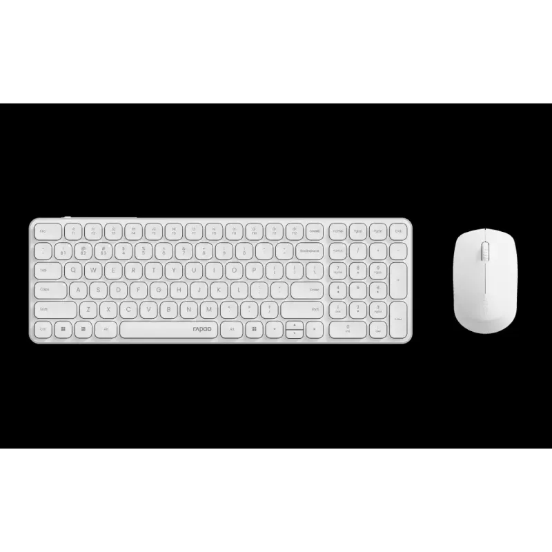 Toetsenbord-muisset RAPOO 9310M — draadloos full-size toetsenbord (RF + Bluetooth), wit, inclusief muis