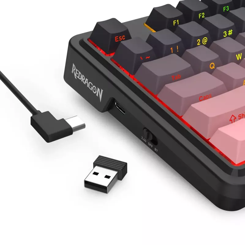 Mechanisch toetsenbord REDRAGON Antonium Pro K728SP-RGB-PRO — USB, RF draadloos, Bluetooth, zwart/roze