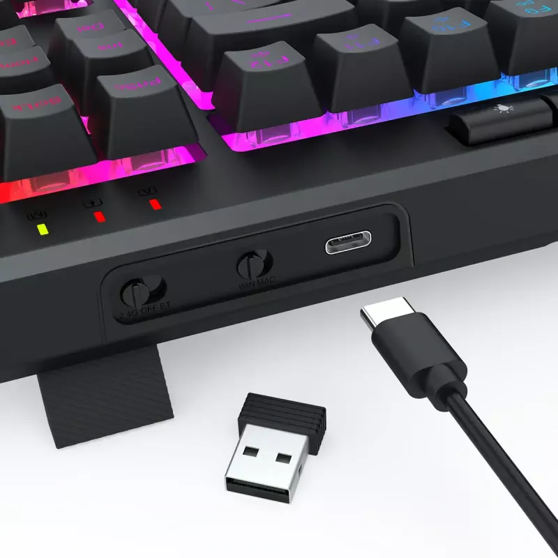 REDRAGON K516RGB-PRO SHIVA PRO 87 toetsenbord USB RF draadloos Bluetooth zwart