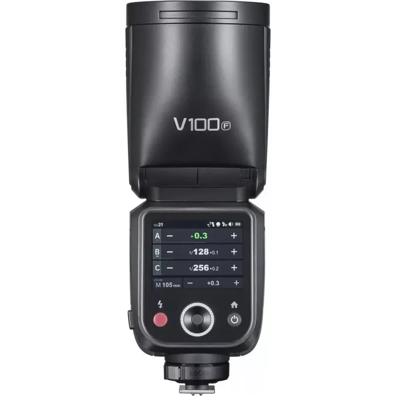 Flitser Godox V100-F voor Fujifilm — draagbare lithium-ion opsteekflitser