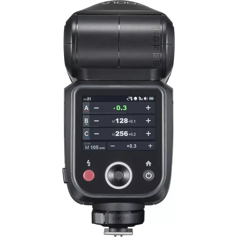 Flitser Godox V100-F voor Fujifilm — draagbare lithium-ion opsteekflitser