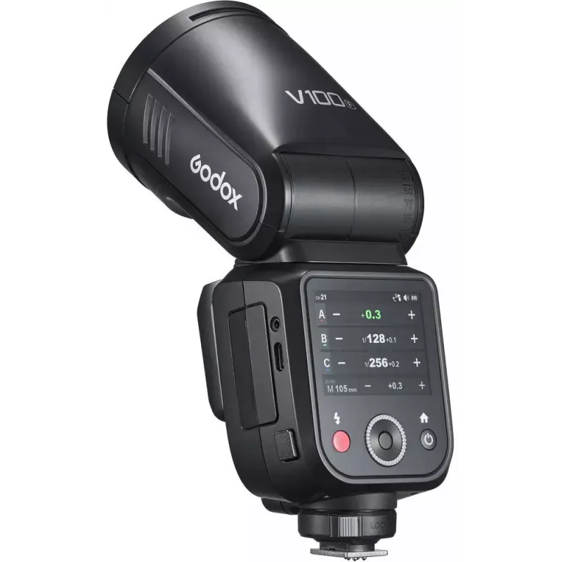 Flitser Godox V100-F voor Fujifilm — draagbare lithium-ion opsteekflitser