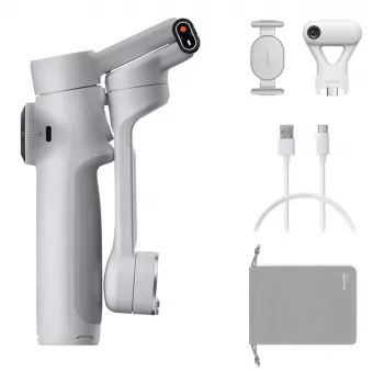 Gimbal Insta360 Flow 2 Standard Bundle — 3-assige smartphone-stabilisator, opvouwbaar, 1100-mAh-accu, Stone Gray