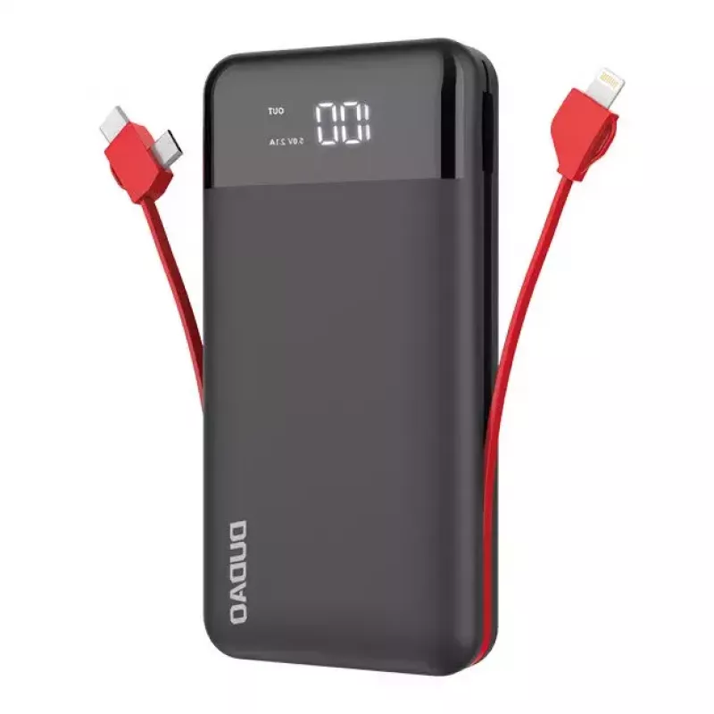 Powerbank Dudao K1Pro 20000 mAh 15 W met 4 geïntegreerde kabels, zwart