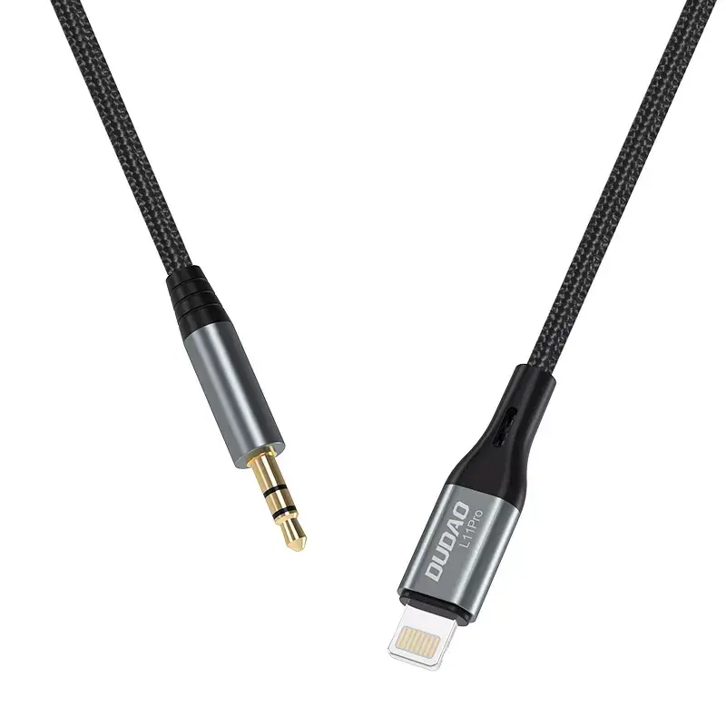 DUDAO audiokabel Lightning - minijack 3,5 mm, 1 m, grijs L11PRO