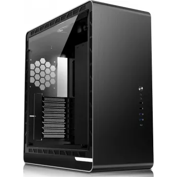 Jonsbo UMX6 midi-tower pc-behuizing, zijpaneel van gehard glas, zwart
