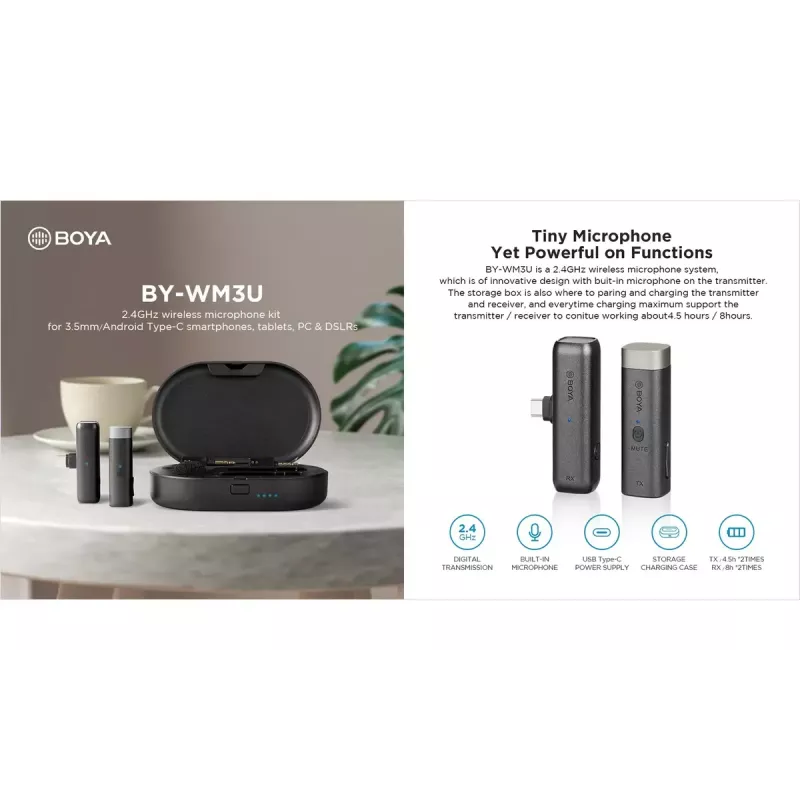 Mobiele-telefoonmicrofoon BOYA BY-WM3U