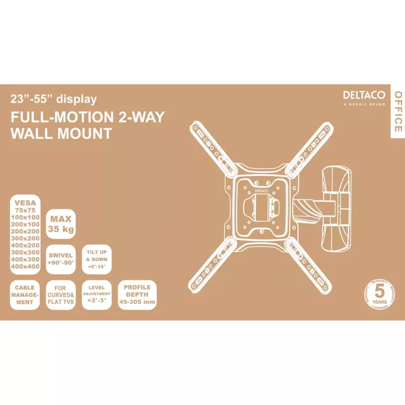 TV-steun Deltaco ARM-0256 139,7 cm (55 inch) zwart