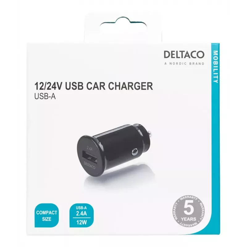 Autolader Deltaco USB-CAR123 universeel zwart