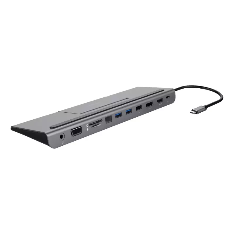 Laptop-dock Deltaco USBC-DOCK2 bedraad USB 3.2 Gen 1 Type-C grijs