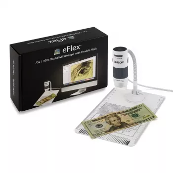 Digitale microscoop Carson EFLEX 300x, 75–300× vergroting, 1600×1200 camera, grijs/wit