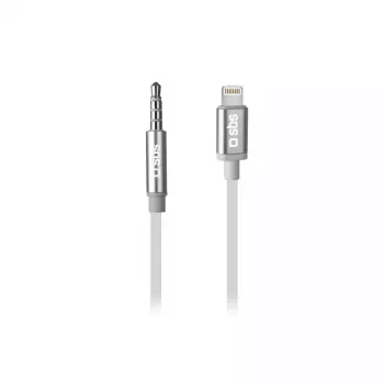 SBS koptelefoonadapter, USB-C stekker naar 3,5 mm bus, 15 cm, wit, TEADAPTIPJACK35W
