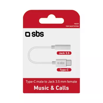 Mobiele kabel SBS TEINTJACKTYCFMW wit 0,09 m 3,5 mm USB-C