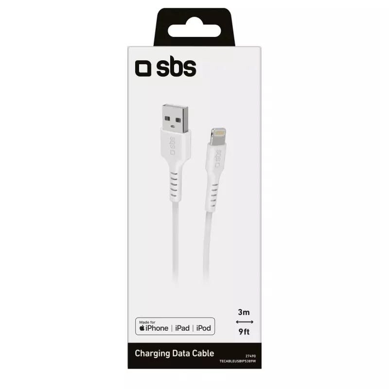 Lightning-kabel SBS TECABLEUSBIP5389W 3 m wit USB A
