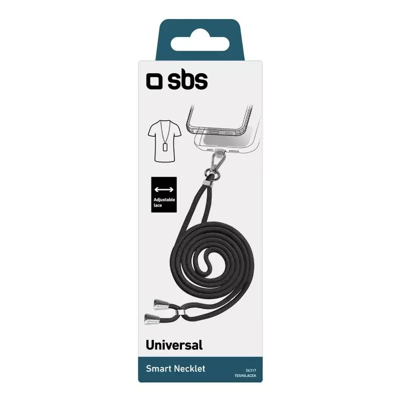 Nekband voor mobiele telefoons SBS TEUNILACEK – zwart textiel, één stuk